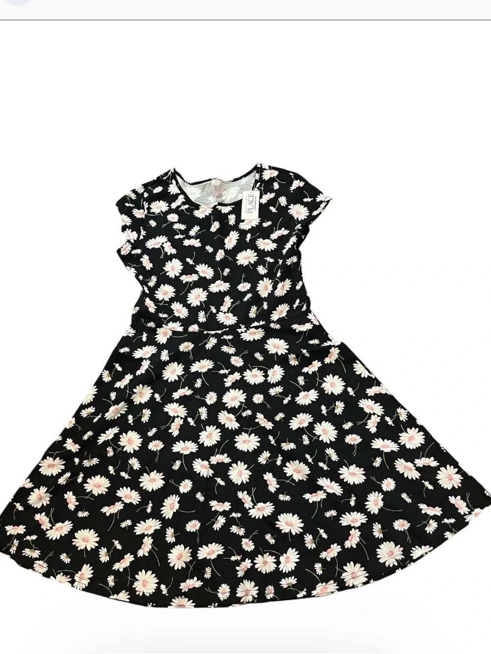 Children’s Place Black Floral Daisy Fit-and-Flare Dress